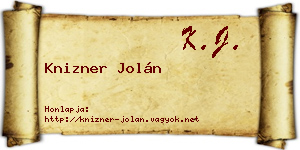 Knizner Jolán névjegykártya