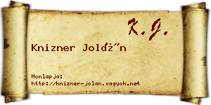 Knizner Jolán névjegykártya